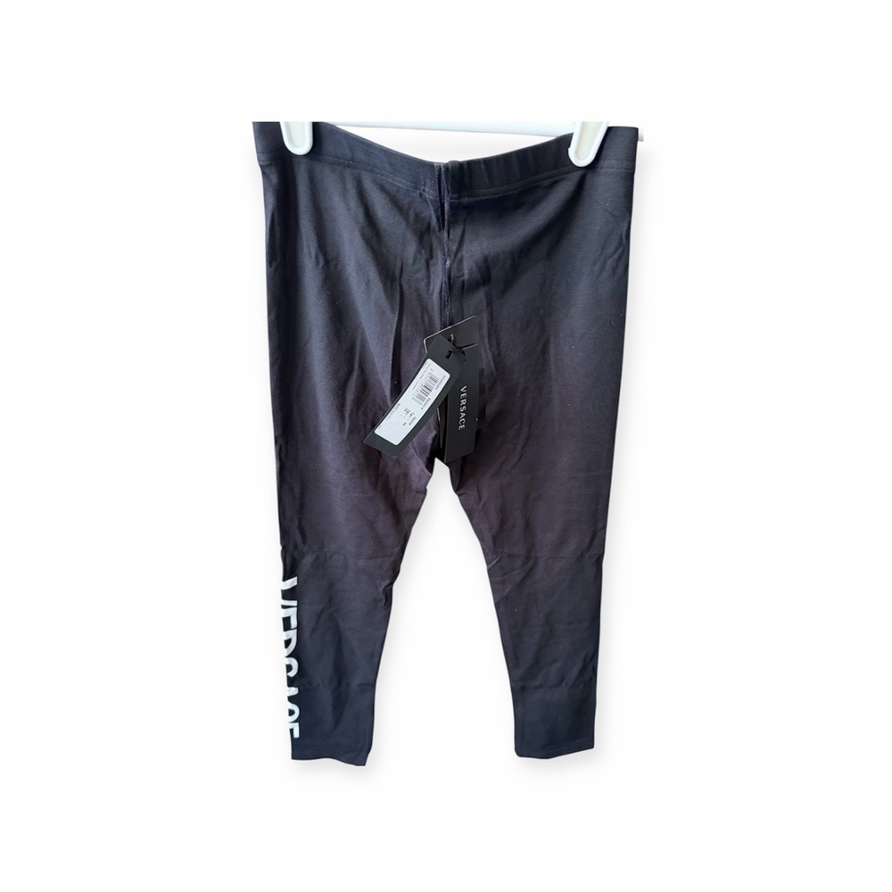Versace Black Leggings with White Accents